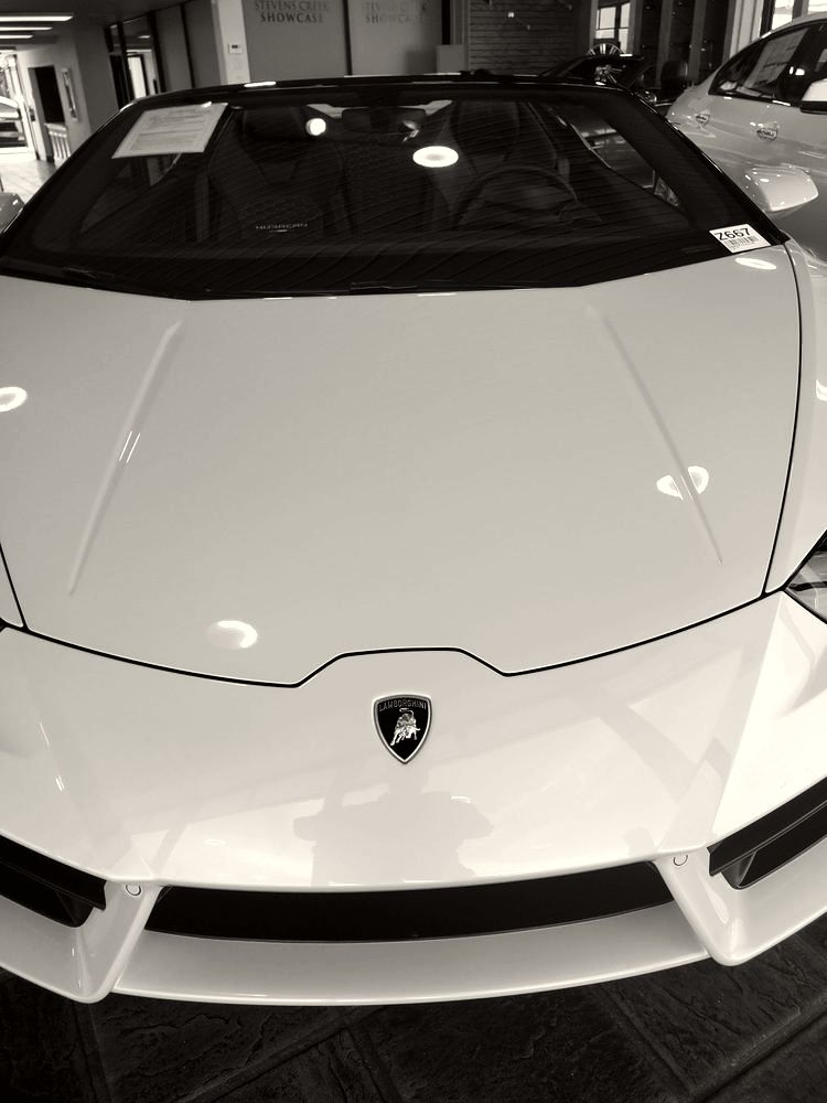 A Lamborghini in the Campbell All Car workshop